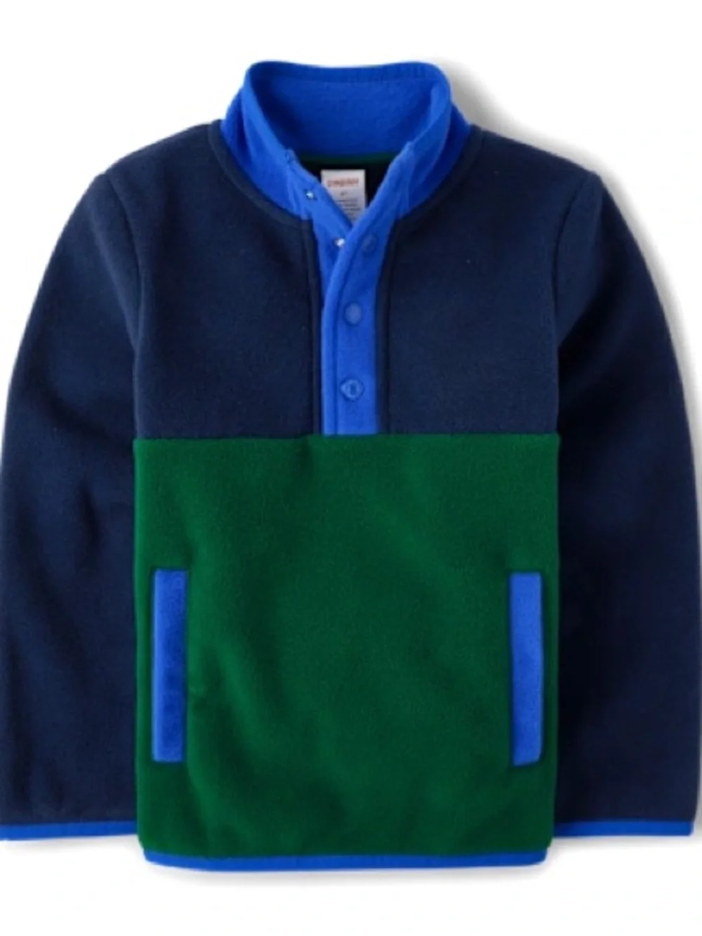 Gymboree Mavy, Royal Blue & Forest Green Snap-Placket Fleece Pullover